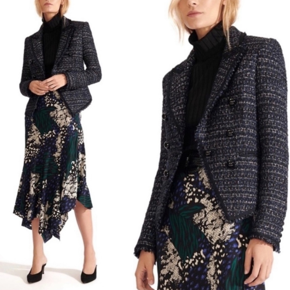 VERONICA BEARD Cooke Dickey
Metallic Tweed Navy Blue Blazer Sz 10